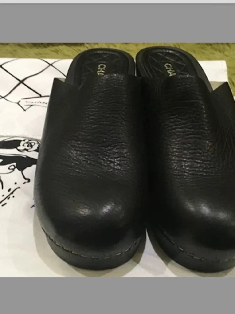 New Chanel Calfskin CC Clogs Black SZ 36EU
